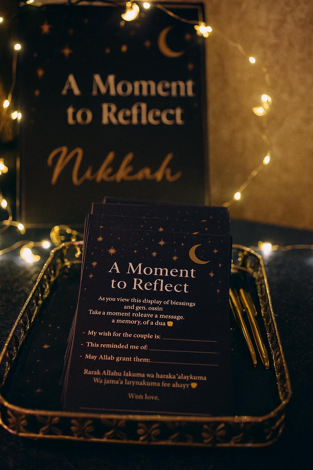 Navy Starry Islamic Wedding Reflection Cards: Celestial Dua Guest Blessings