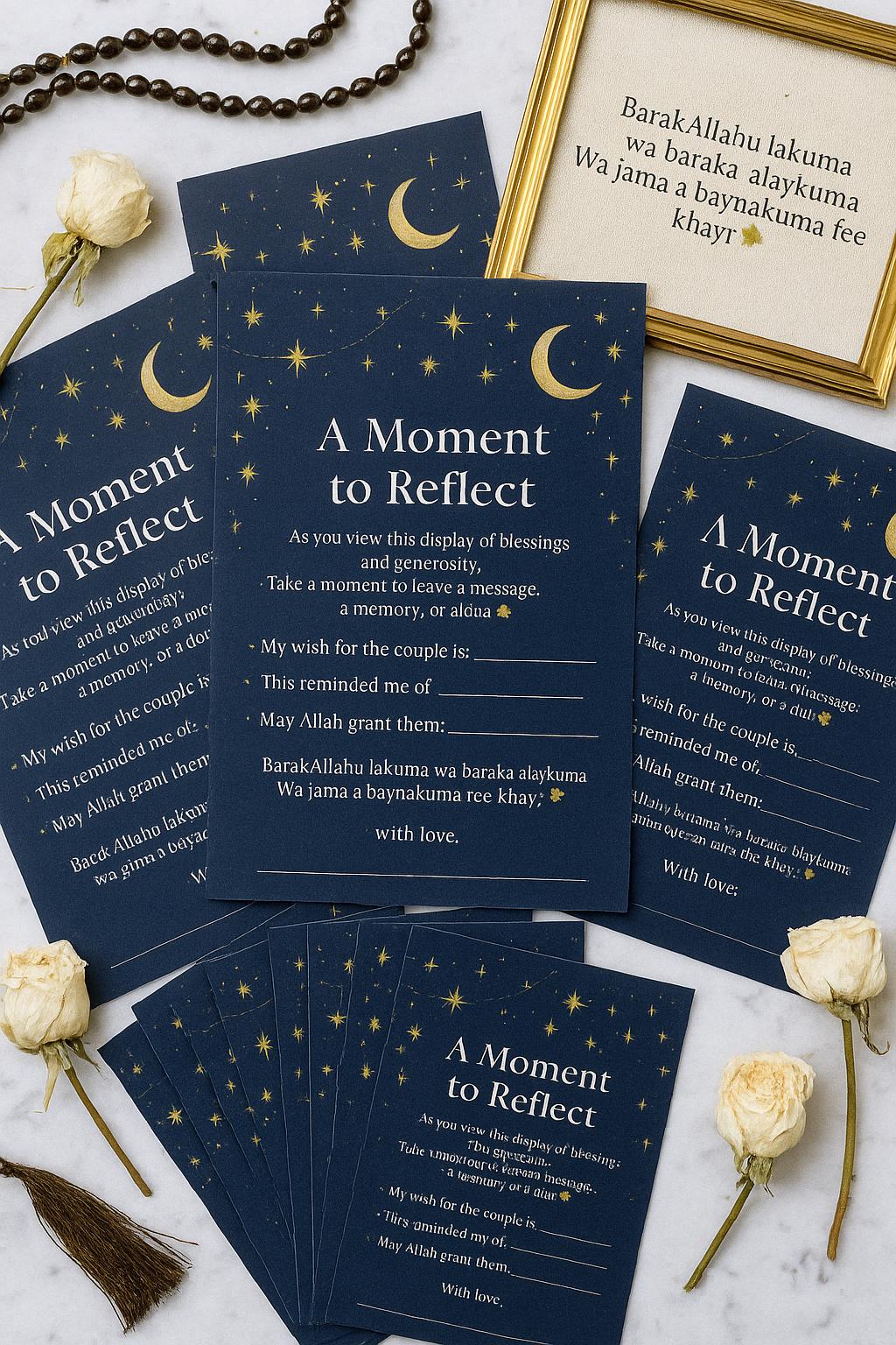 Navy Starry Islamic Wedding Reflection Cards: Celestial Dua Guest Blessings