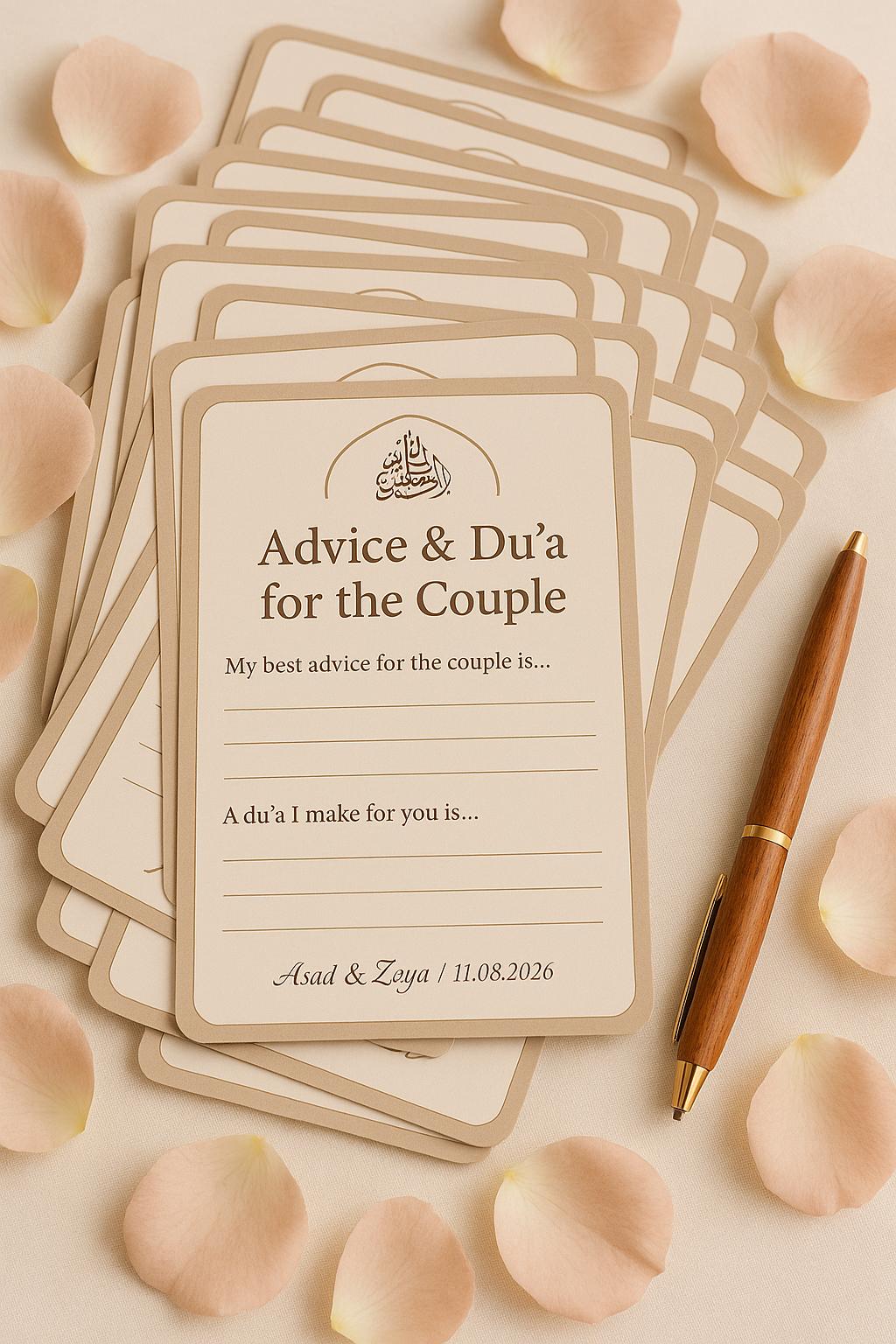 Minimalist Islamic Advice Cards: Mocha Nikah Guest Message - 50-250 pcs