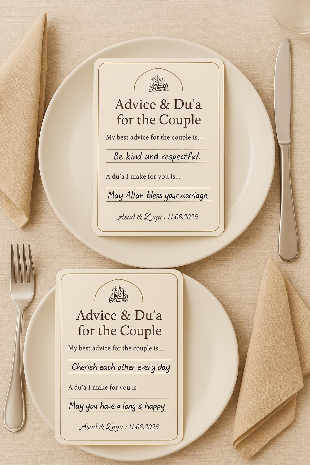 Minimalist Islamic Advice Cards: Mocha Nikah Guest Message - 50-250 pcs