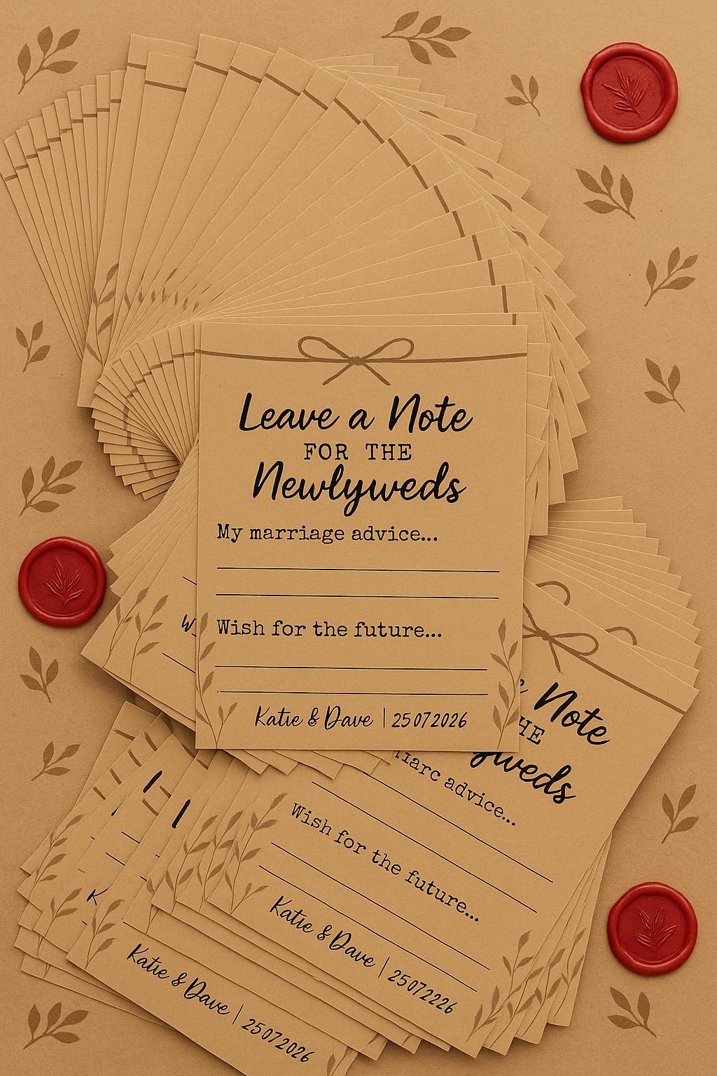 Rustic Wedding Advice Cards: Kraft Twine Design, Personalized