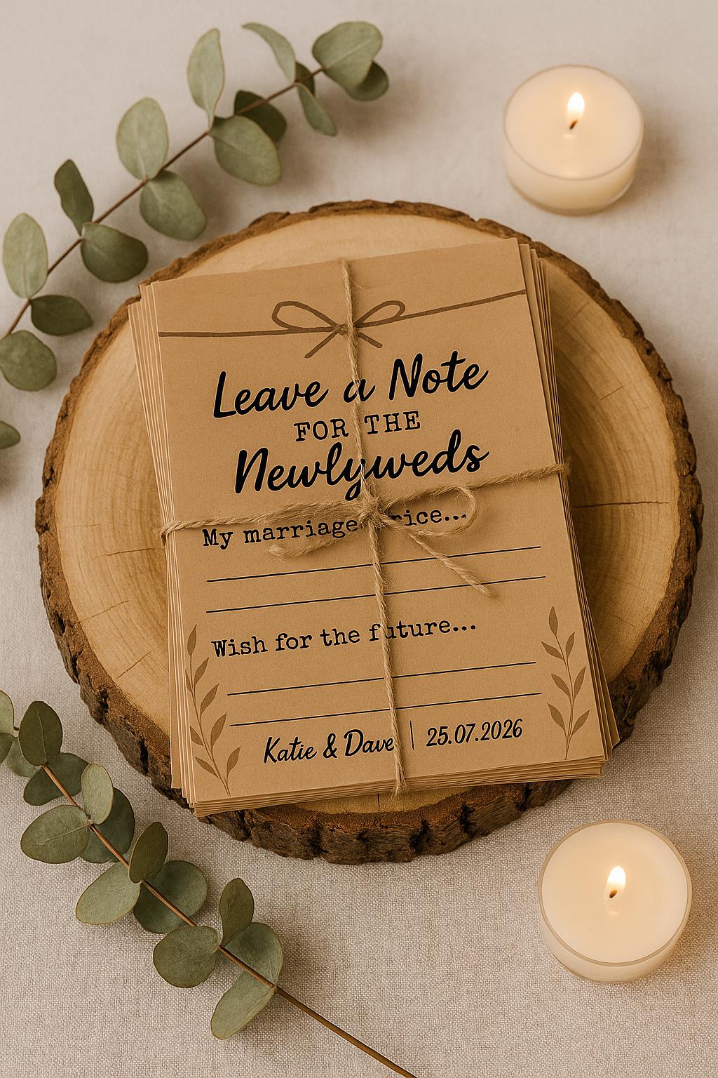 Rustic Wedding Advice Cards: Kraft Twine Design, Personalized