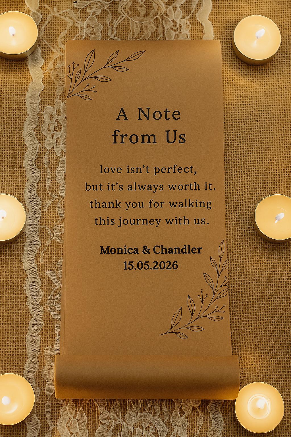 Rustic Kraft Wedding Favor Scroll: Twine-Tied Guest Message Keepsake