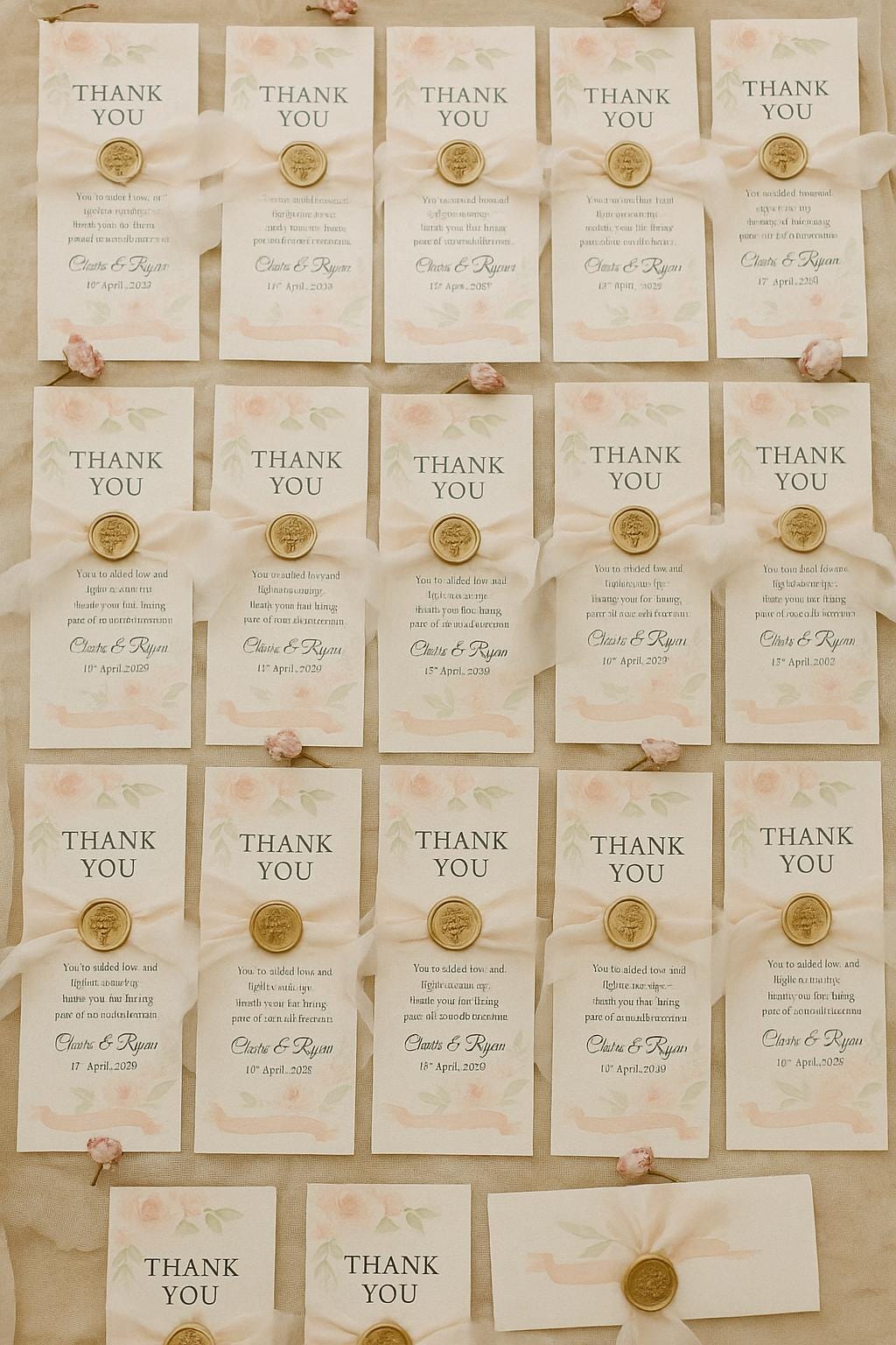 Floral Wedding Favor Scroll: Pink & Green Thank You Keepsake