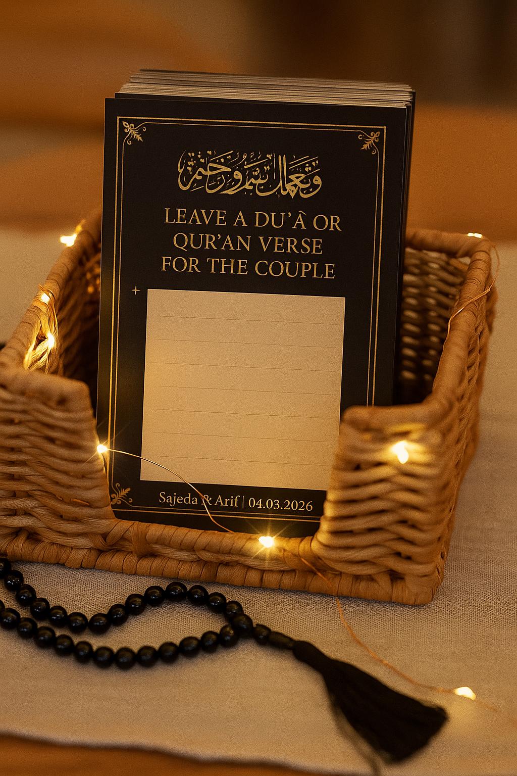 Minimalist Mocha Nikkah Advice Cards: Islamic Wedding Favor, Personalized