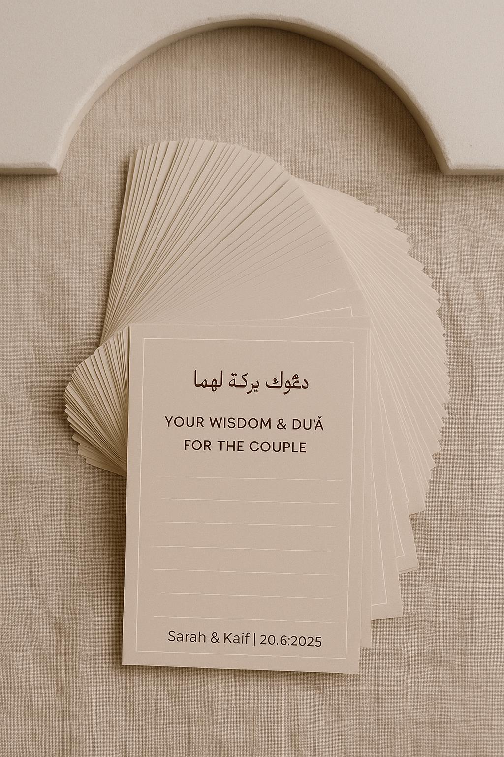 Minimalist Islamic Wedding Advice Card: Mocha Nikkah Guest Blessing