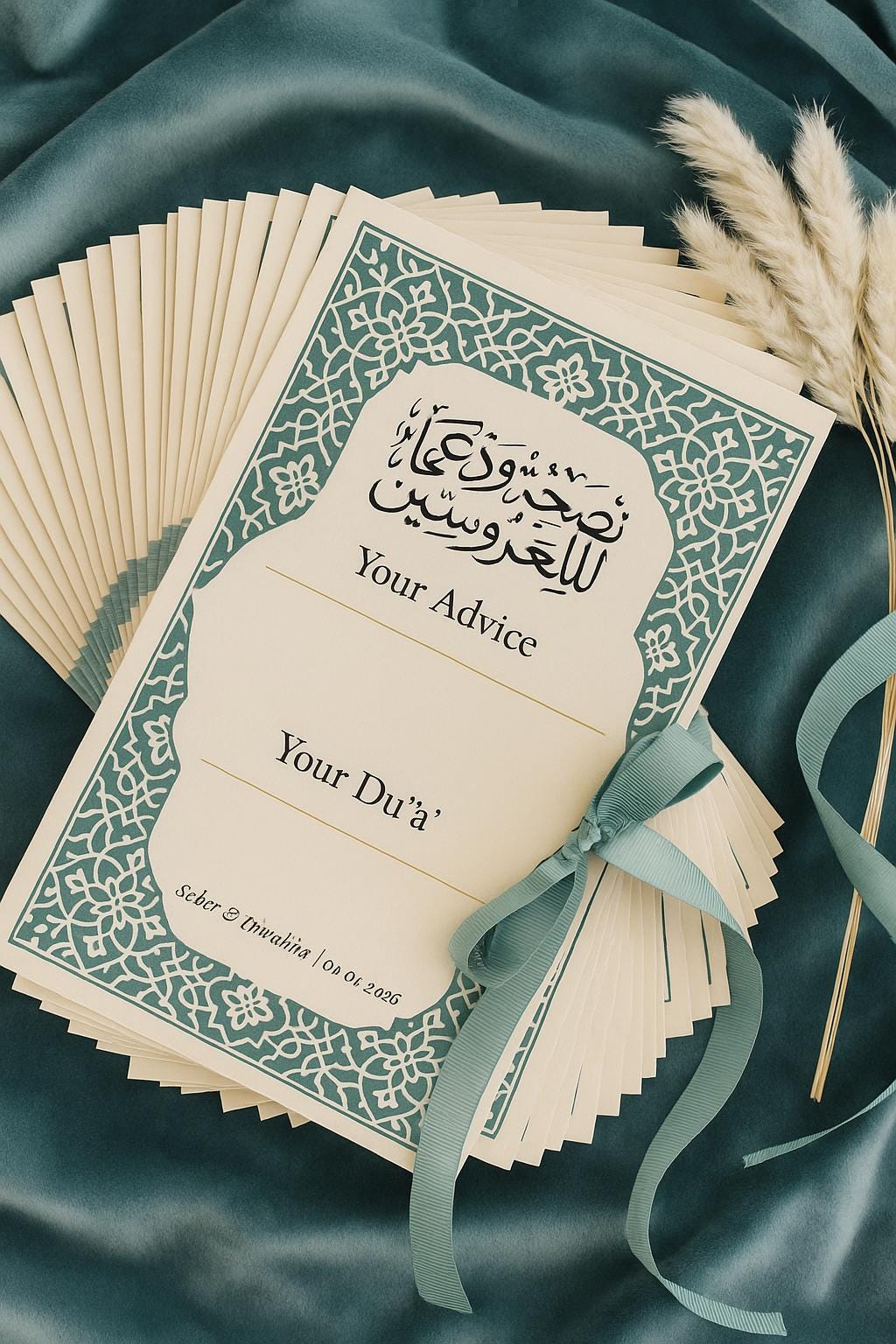 Islamic Wedding Advice Card: Arabic Mosaic Design, Custom Keepsake