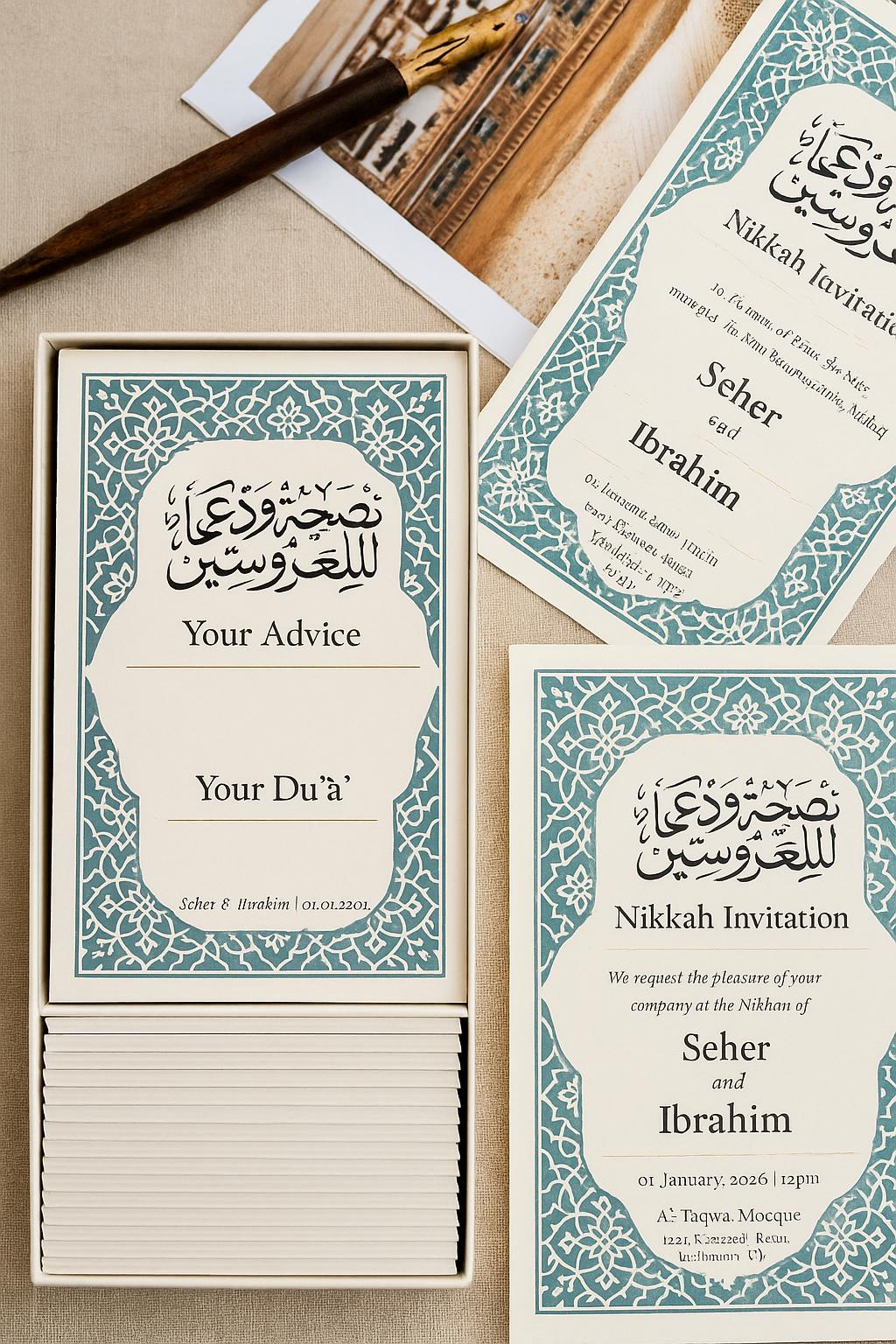 Islamic Wedding Advice Card: Arabic Mosaic Design, Custom Keepsake