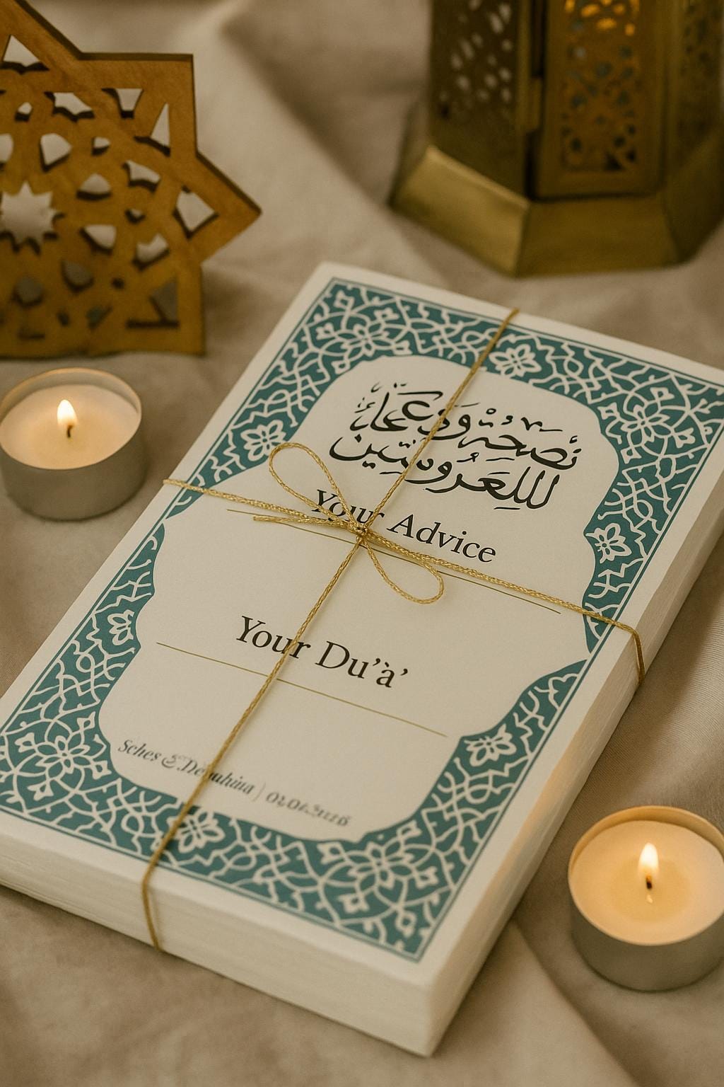 Islamic Wedding Advice Card: Arabic Mosaic Design, Custom Keepsake