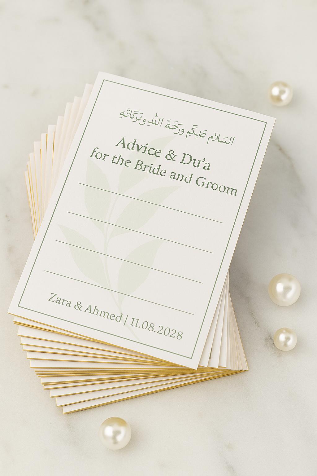 Sage Green Islamic Wedding Advice Card: Minimalist Nikkah Favor