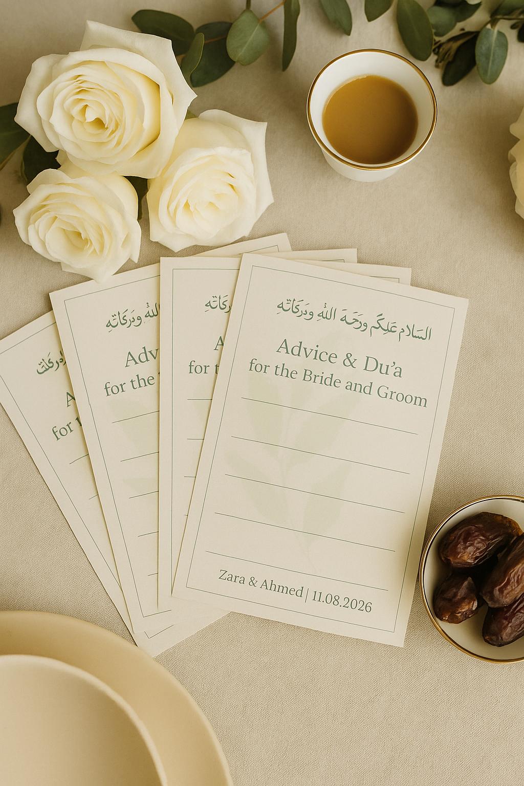 Sage Green Islamic Wedding Advice Card: Minimalist Nikkah Favor