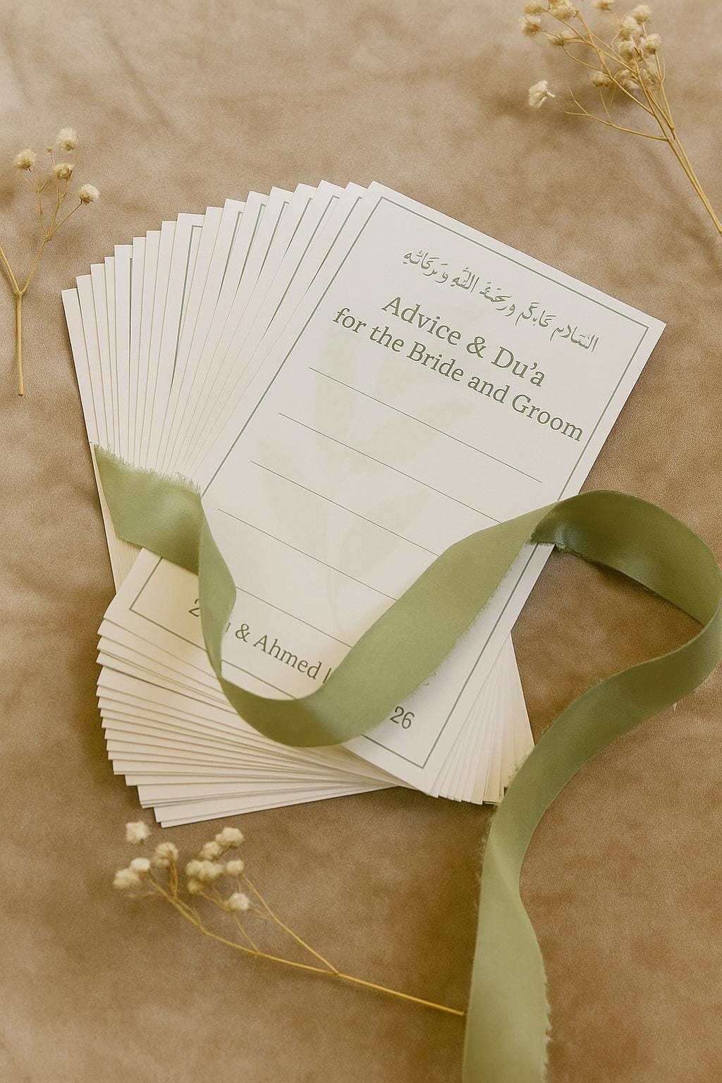 Sage Green Islamic Wedding Advice Card: Minimalist Nikkah Favor