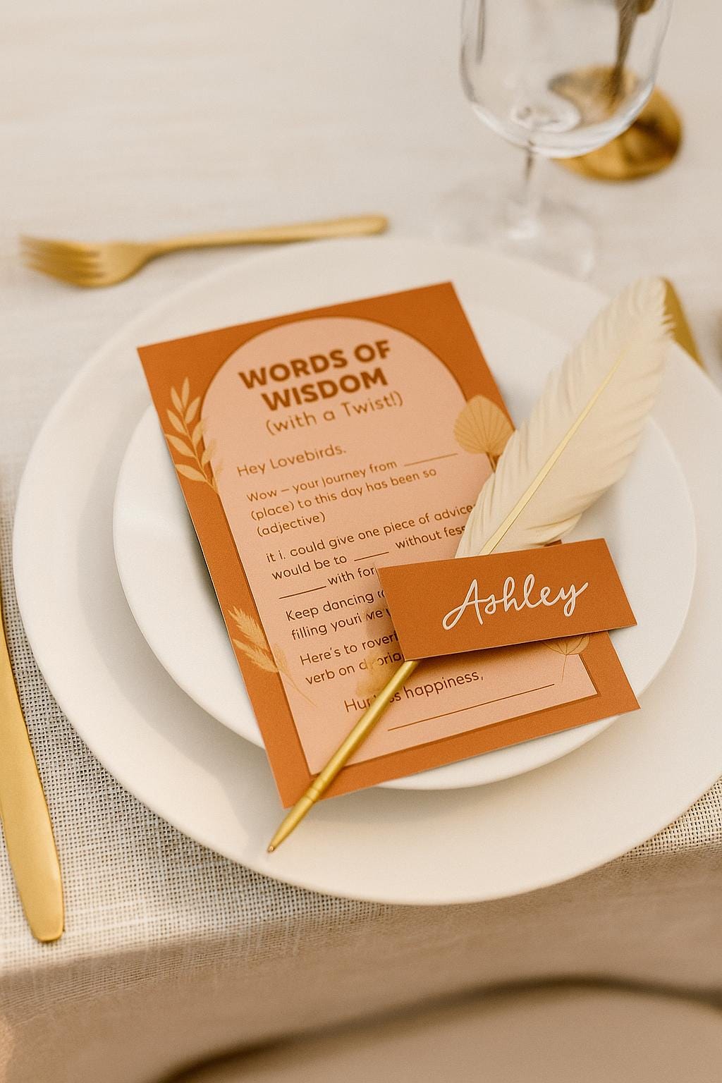 Boho Wedding Advice Cards: Funny Fill-in-the-Blank Guest Game