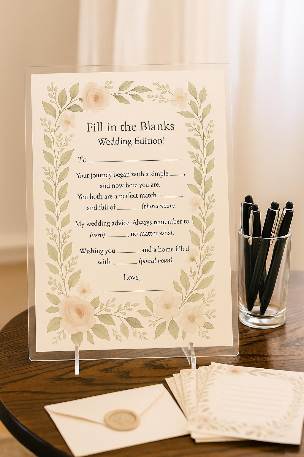 Floral Wedding Advice Mad Libs: Greenery Bridal Shower Game