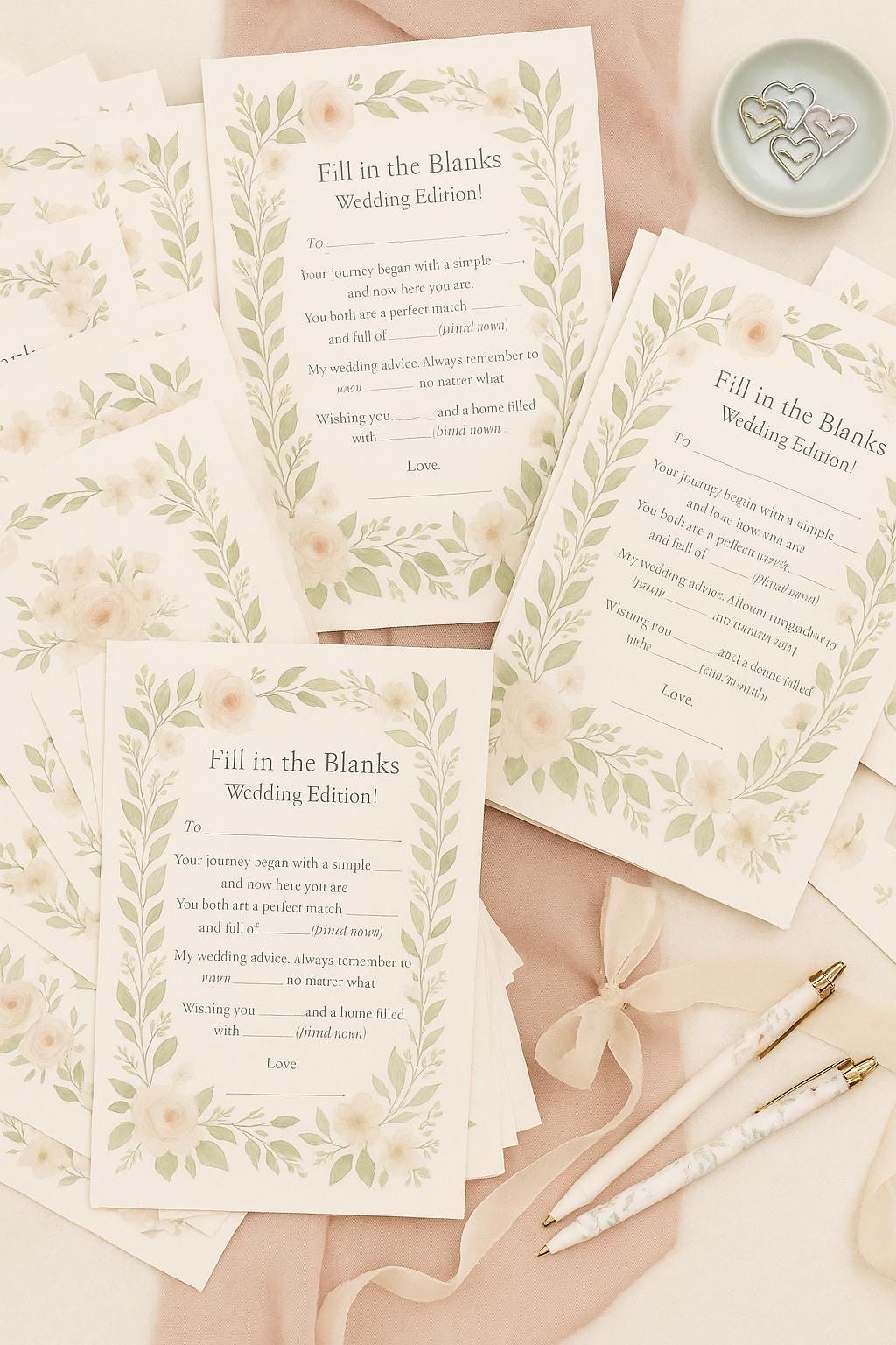 Floral Wedding Advice Mad Libs: Greenery Bridal Shower Game