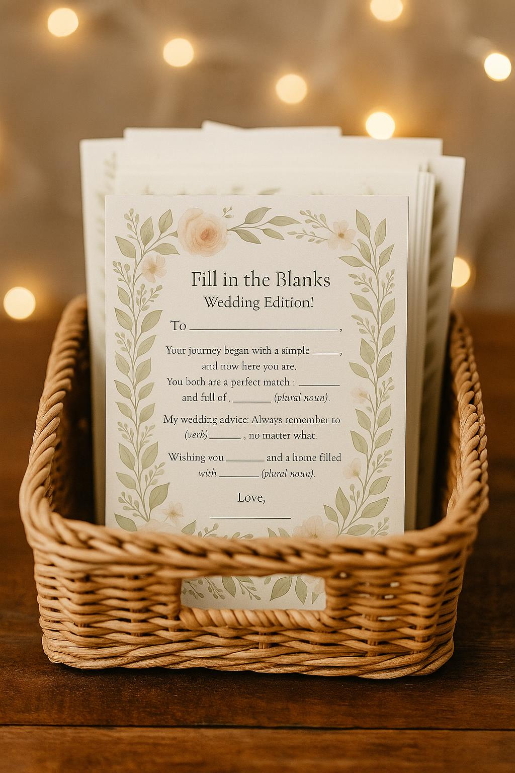 Floral Wedding Advice Mad Libs: Greenery Bridal Shower Game