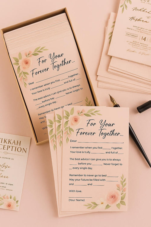 Blush Wedding Guest Advice Cards – Fill-in-the-Blank Game for Bridal Showers | Romantic Keepsake for Couples