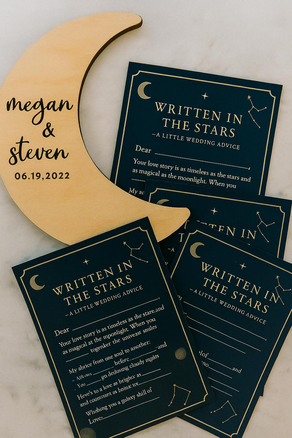Celestial Wedding Advice Cards: Navy & Gold Constellation Guest Book Alternative