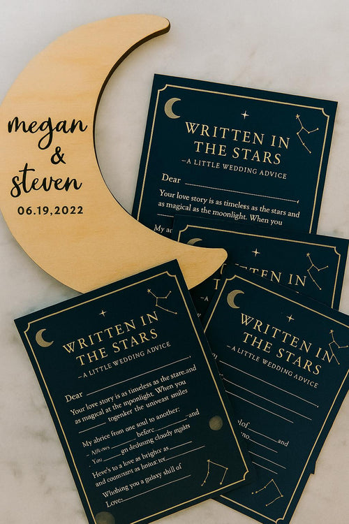 Celestial Wedding Advice Cards: Navy & Gold Constellation Guest Book Alternative