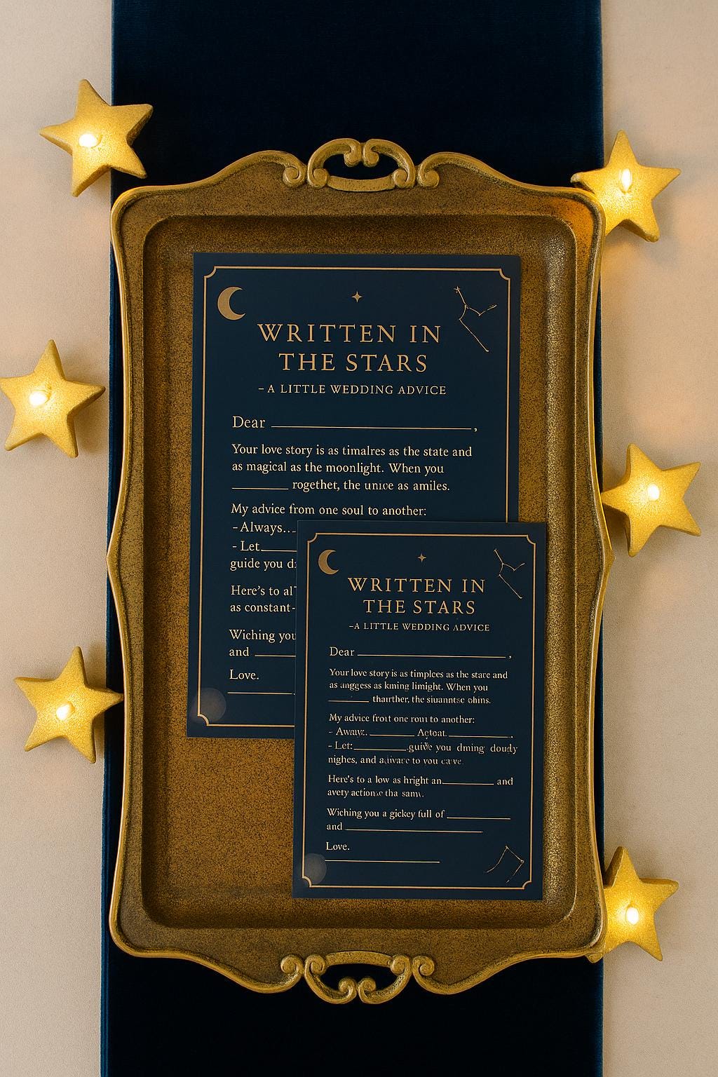 Celestial Wedding Advice Cards: Navy & Gold Constellation Guest Book Alternative