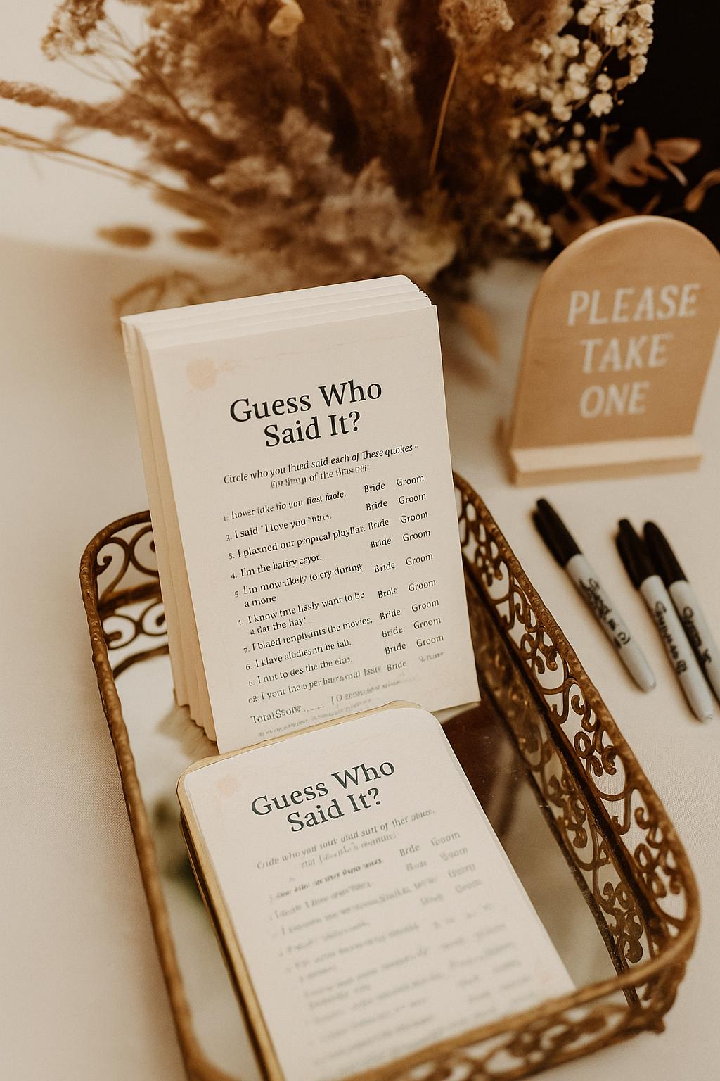 Guess Who Said It Wedding Game: Funny Couples Quiz, Bridal Shower Activity