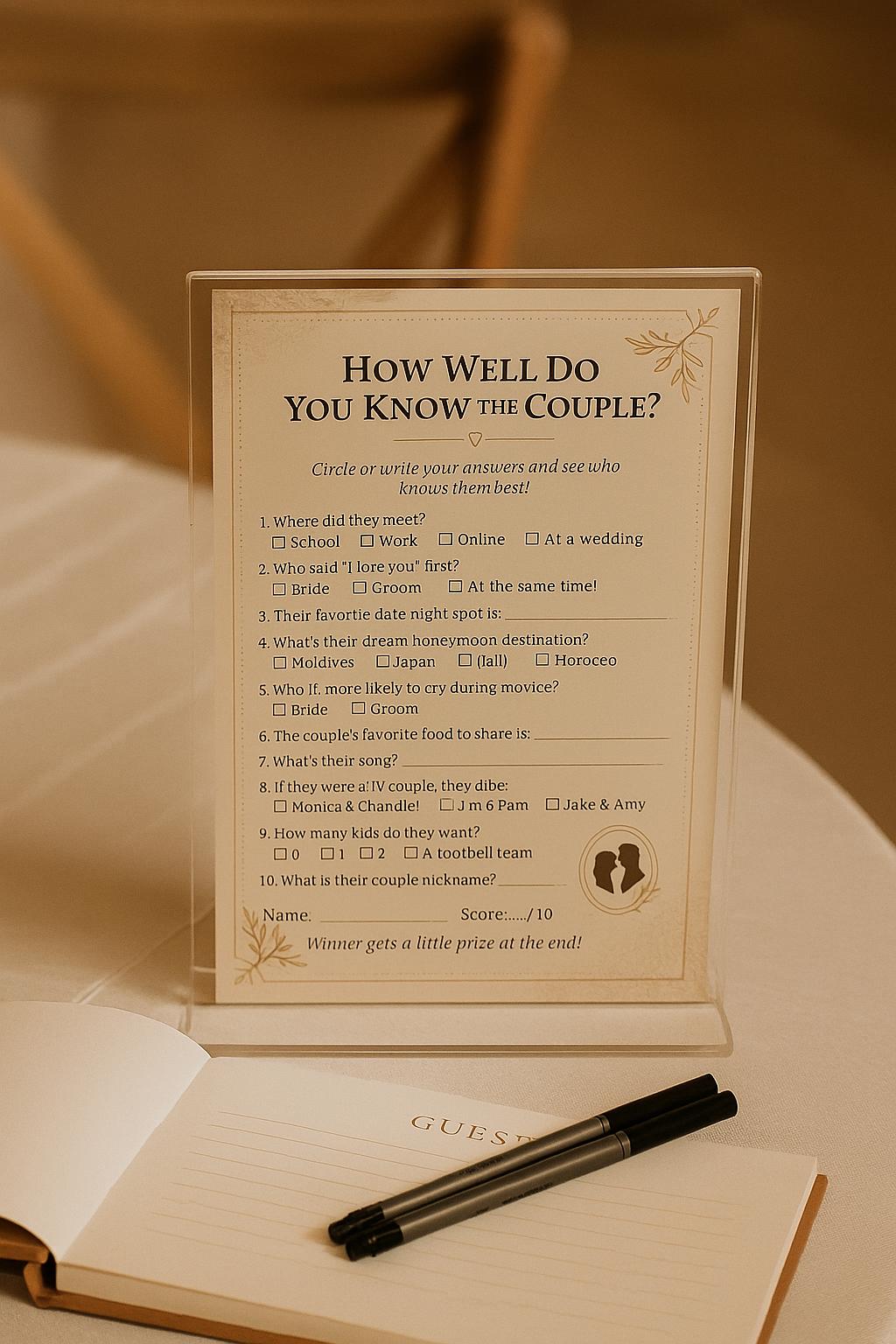 Wedding Trivia Game: How Well Do You Know the Couple? - Cream Lace Design