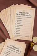 Elegant Wedding Word Scramble Game: Pink & Gold Bridal Shower (50-250 pcs