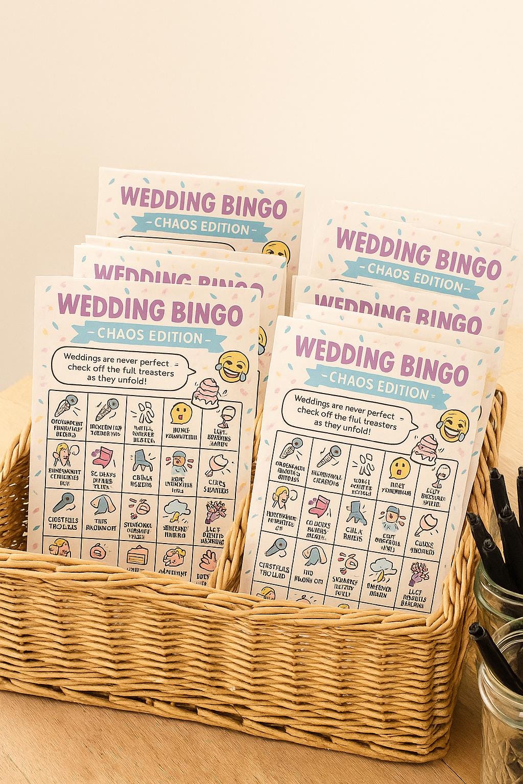 Funny Wedding Bingo Cards: Chaos Edition Reception Game