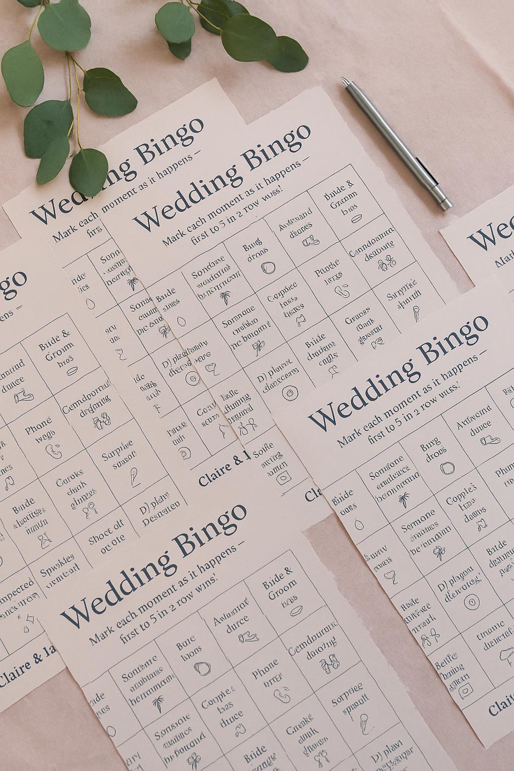 Wedding Bingo Game: Funny Reception Guest Activity - Elegant Card Pack