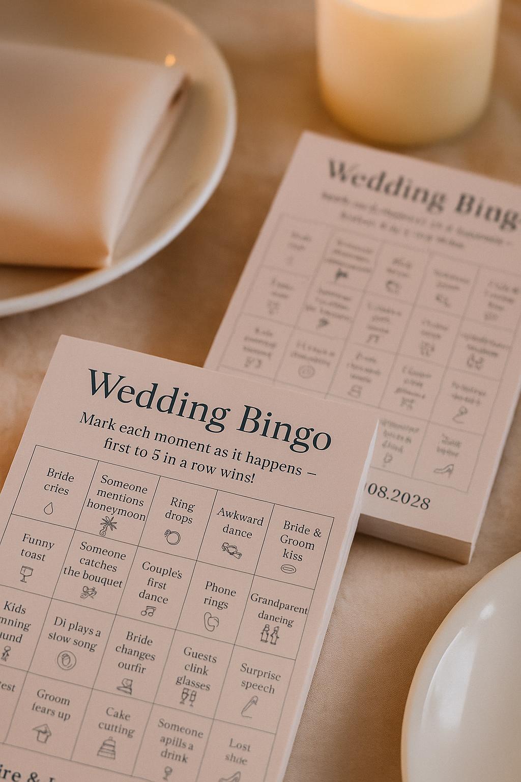 Wedding Bingo Game: Funny Reception Guest Activity - Elegant Card Pack