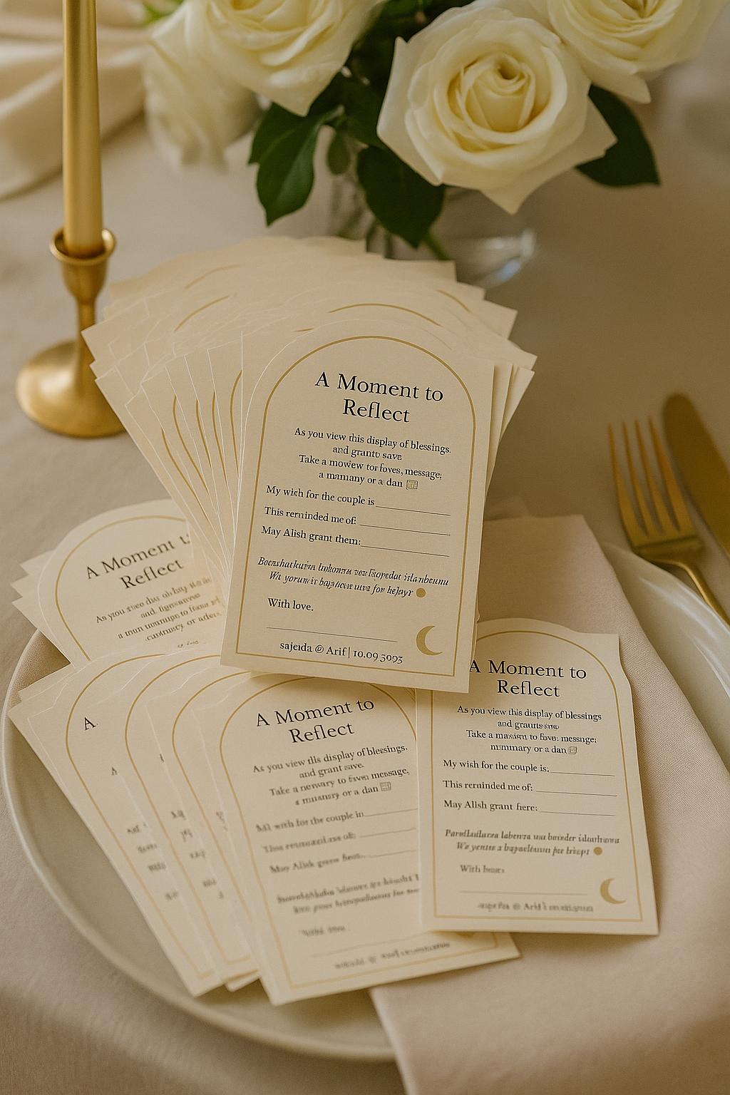 Islamic Wedding Reflection Card | Barakah Money Table Dua Card | Muslim Guestbook Alternative | Nikkah, Walima & Engagement Decor