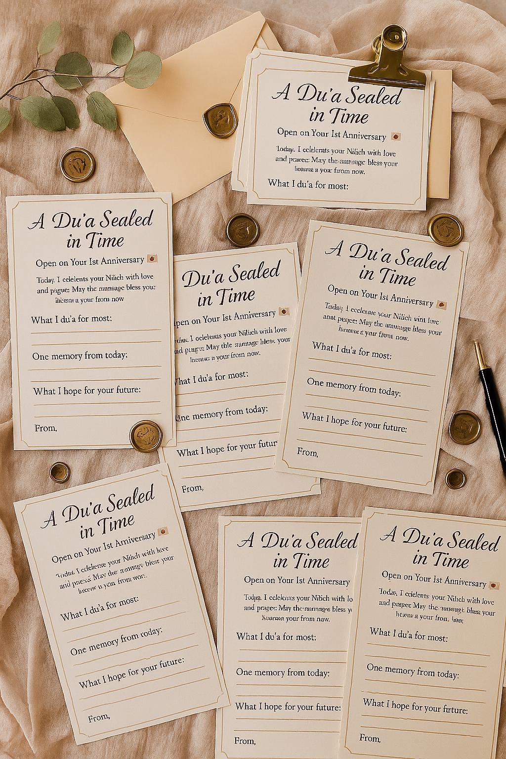 Nikah Time Capsule Du'a Card: Islamic Wedding Guest Keepsake