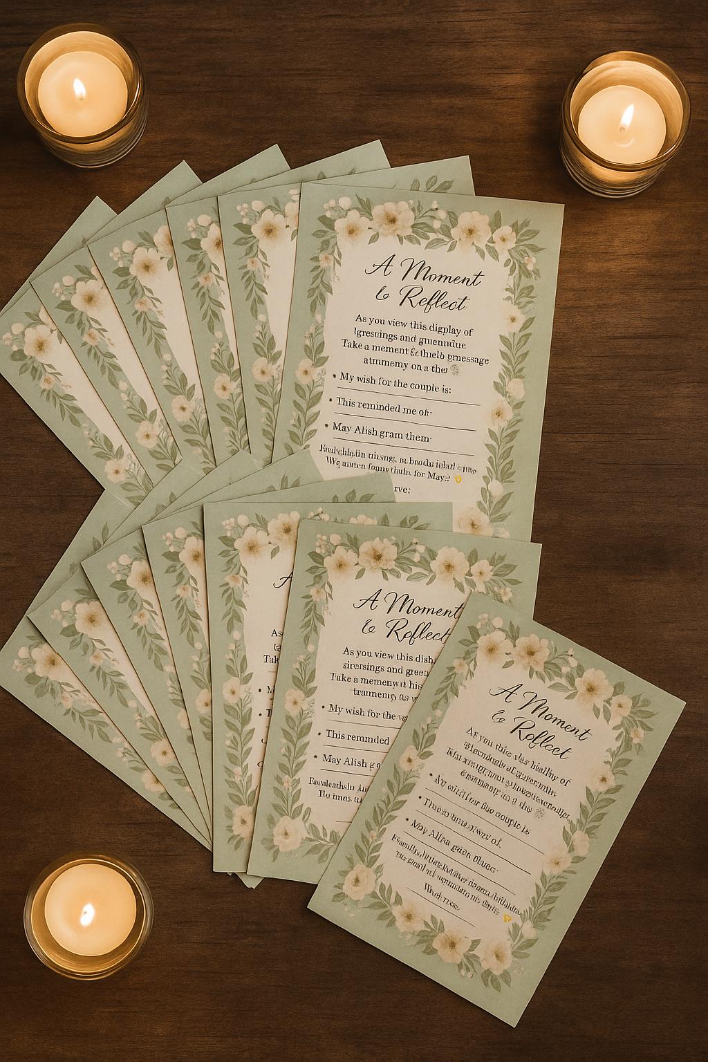 Sage Green Floral Islamic Wedding Reflection Cards: Dua & Barakah Wishes