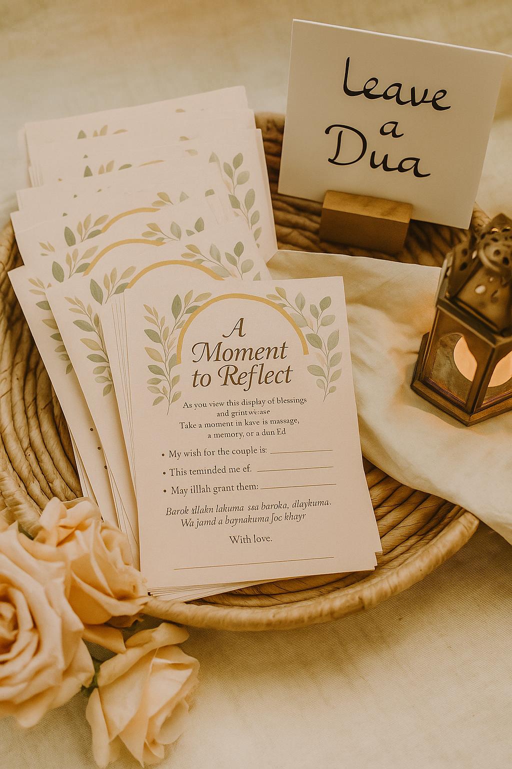 Blush Islamic Wedding Reflection Cards: Dua & Well Wishes