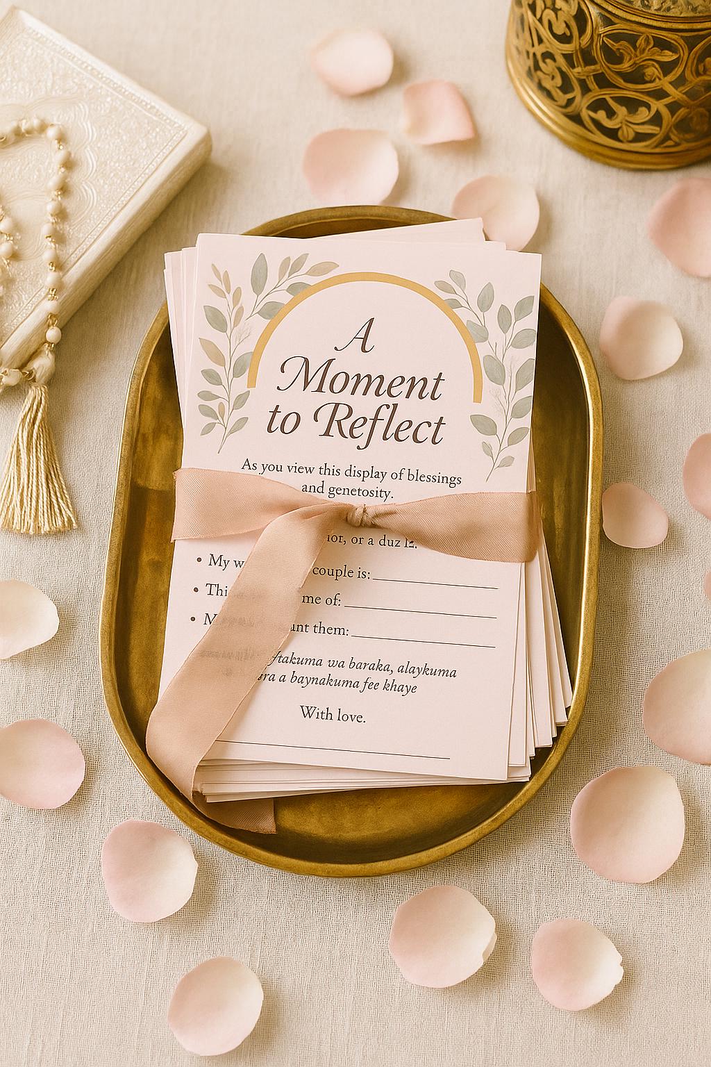Blush Islamic Wedding Reflection Cards: Dua & Well Wishes