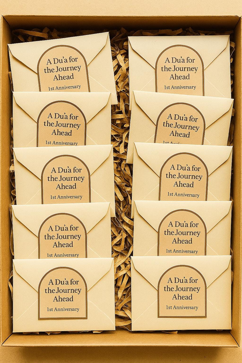 Islamic 1st Anniversary Time Capsule Card – Personalized Mocha Dua Keepsake for Nikah Guests