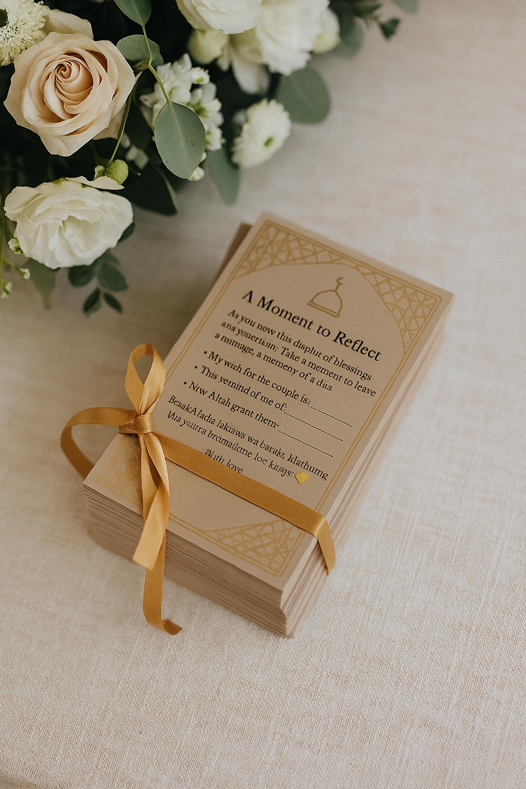 Mocha Gold Islamic Wedding Reflection Cards: Dua & Barakah