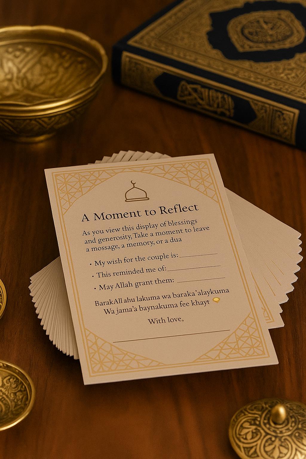Mocha Gold Islamic Wedding Reflection Cards: Dua & Barakah