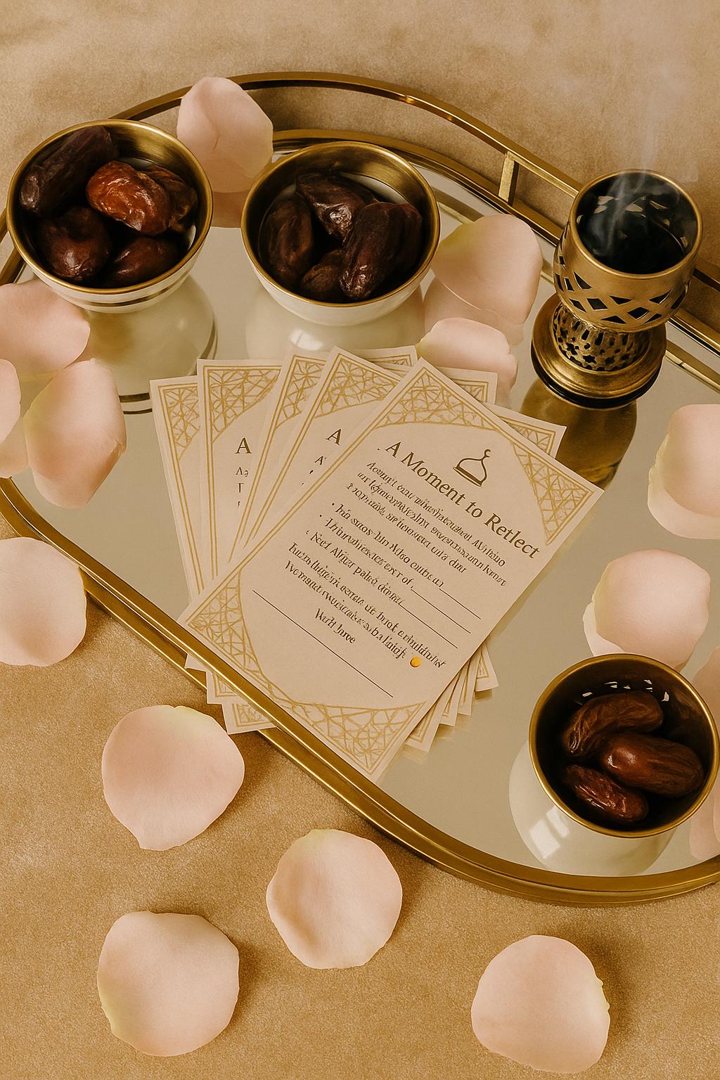 Mocha Gold Islamic Wedding Reflection Cards: Dua & Barakah
