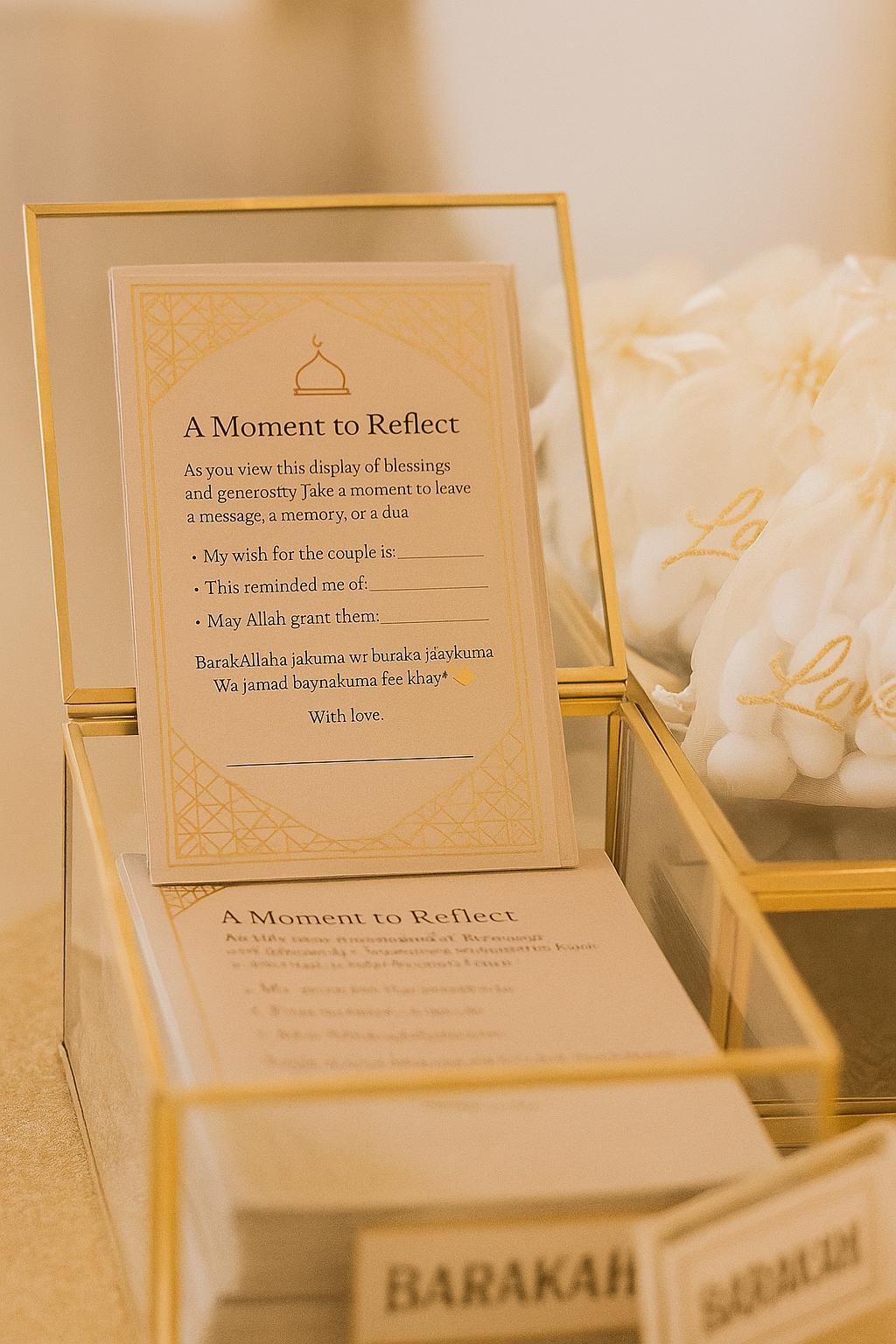 Mocha Gold Islamic Wedding Reflection Cards: Dua & Barakah