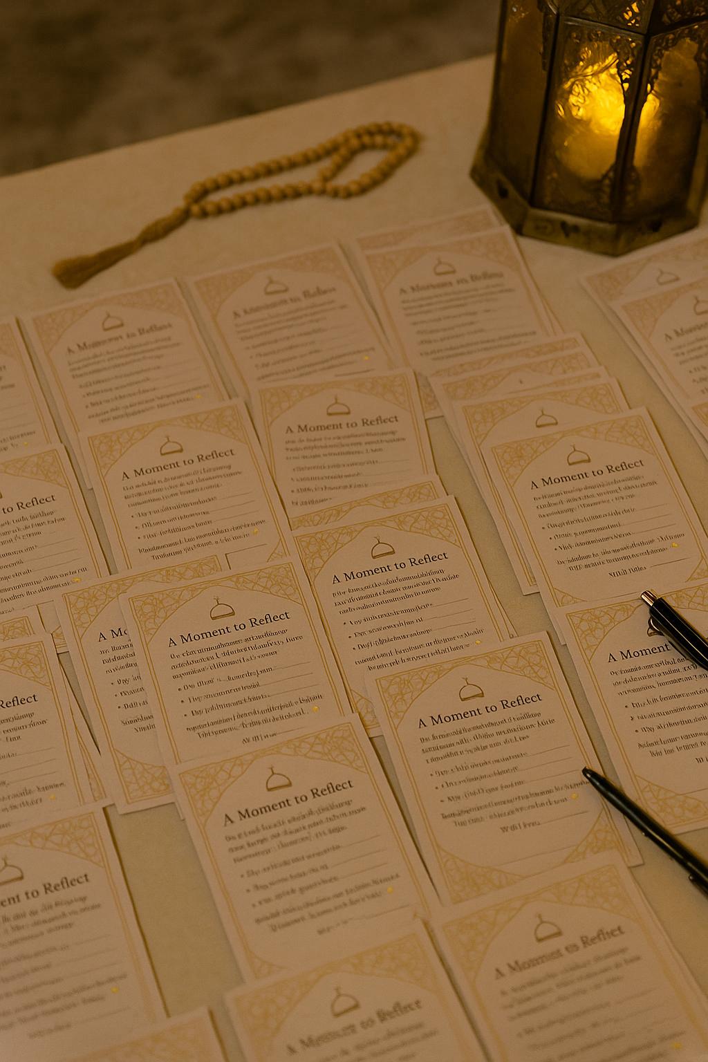 Mocha Gold Islamic Wedding Reflection Cards: Dua & Barakah