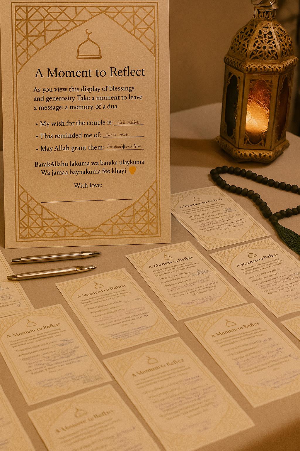 Mocha Gold Islamic Wedding Reflection Cards: Dua & Barakah