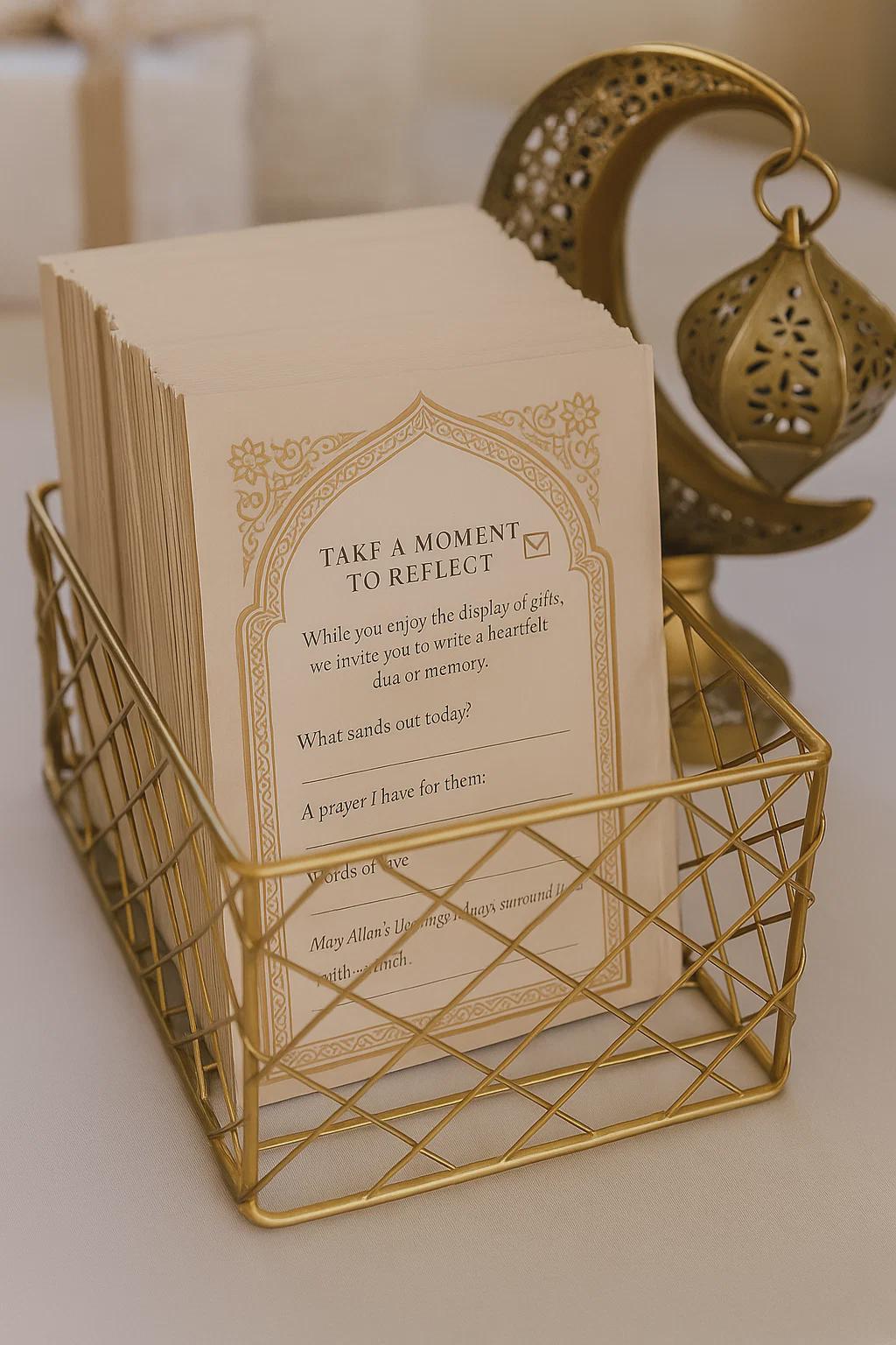 Islamic Wedding Reflection Cards: Brown Arch Dua Guest Message Notes