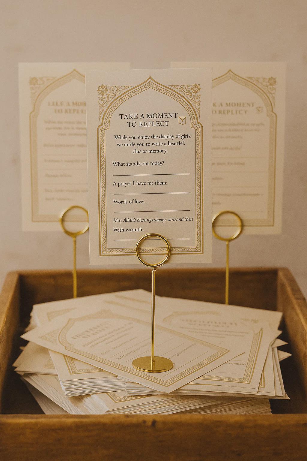 Islamic Wedding Reflection Cards: Brown Arch Dua Guest Message Notes