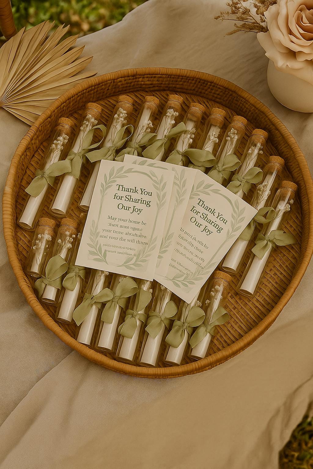 Islamic Wedding Favor: Du’ā Scroll, Wooden Cork & Ribbon - Nikah Gift