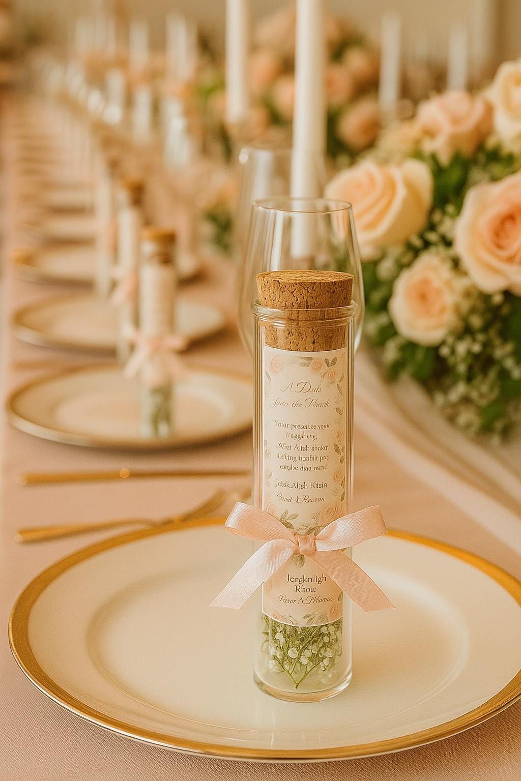 Islamic Wedding Favor: Du'a Scroll in Glass Tube with Ribbon