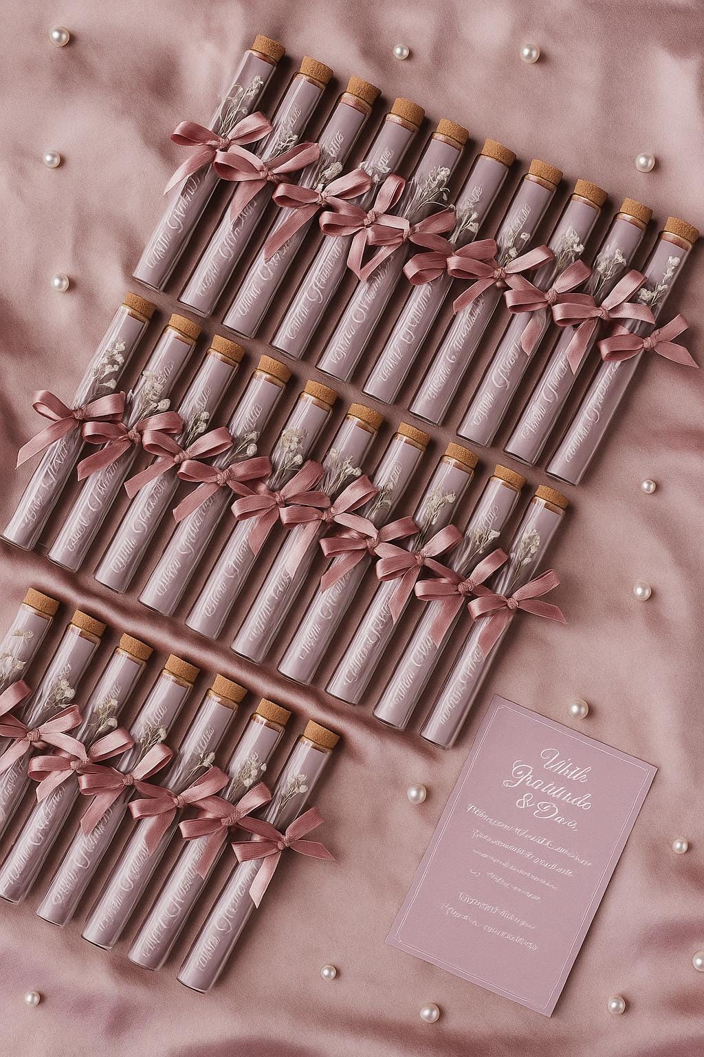Lilac Islamic Wedding Favor: Du'a Scroll in Glass Tube