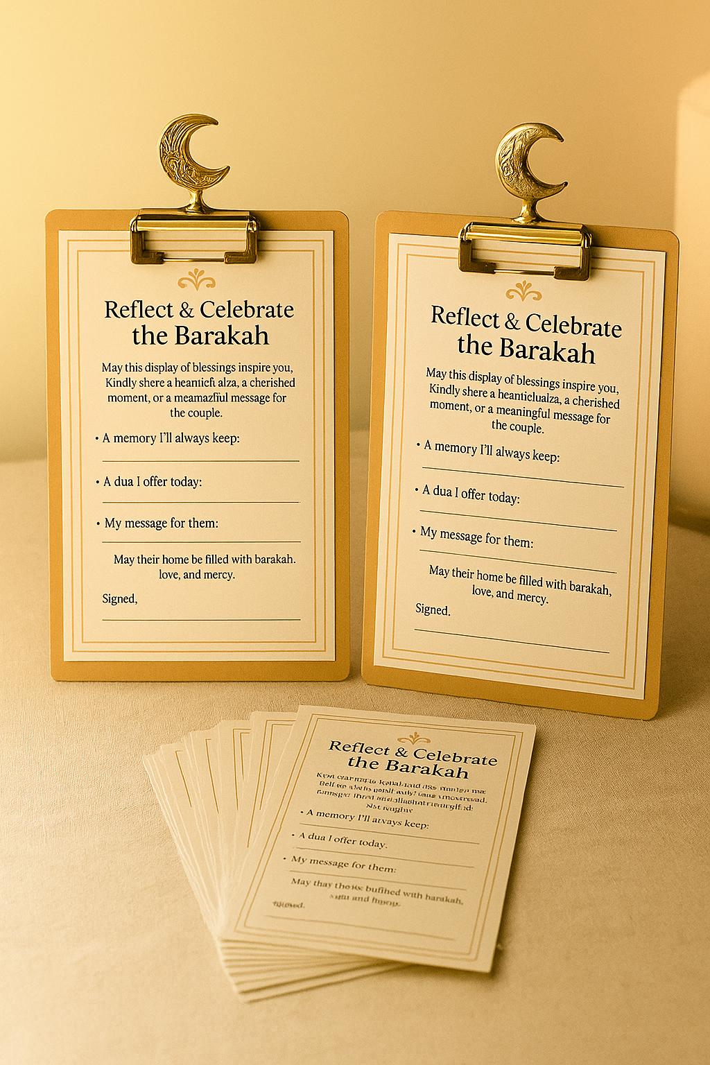 Islamic Wedding Barakah Cards | Dua Guest Notes