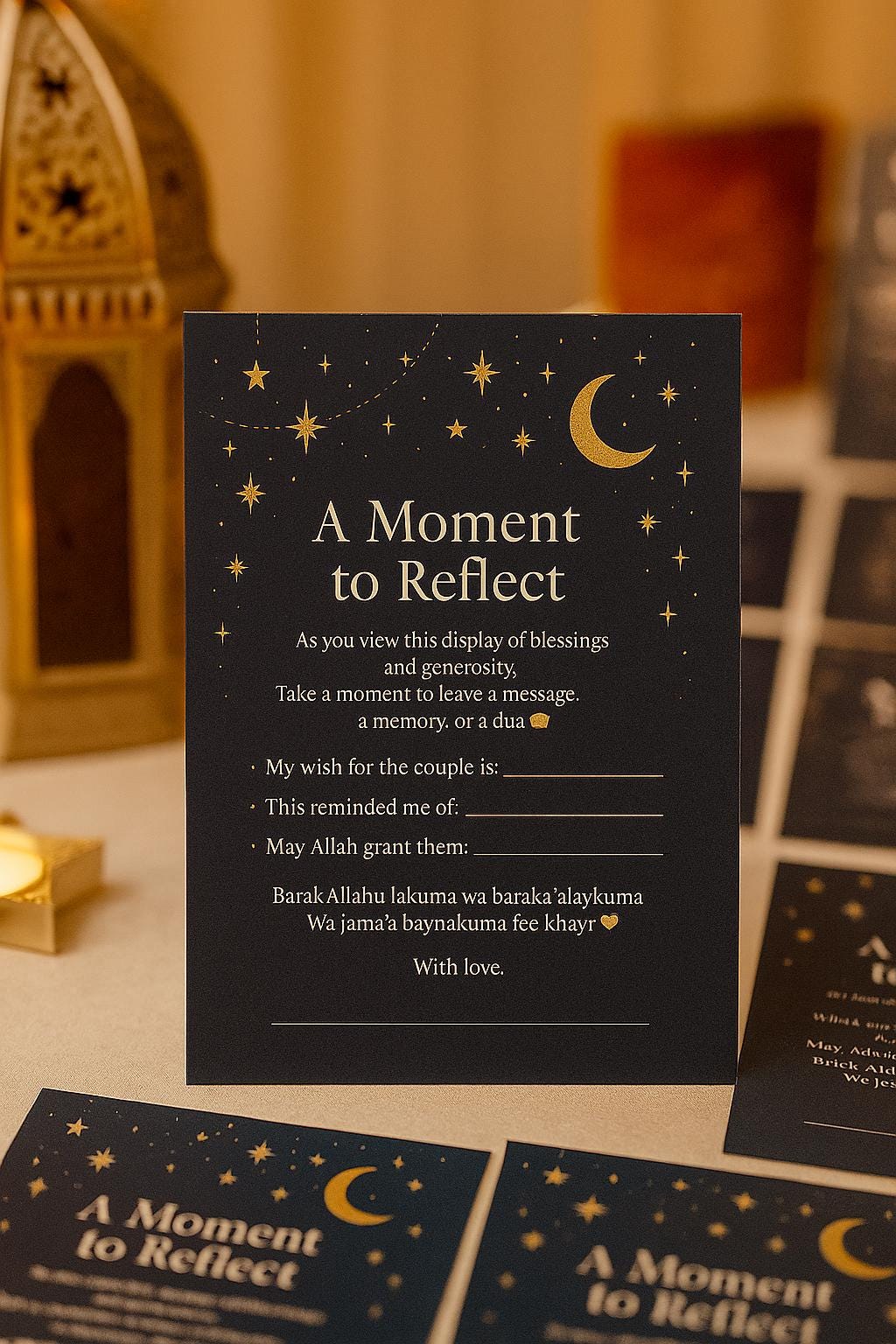 Navy Starry Islamic Wedding Reflection Cards: Celestial Dua Guest Blessings