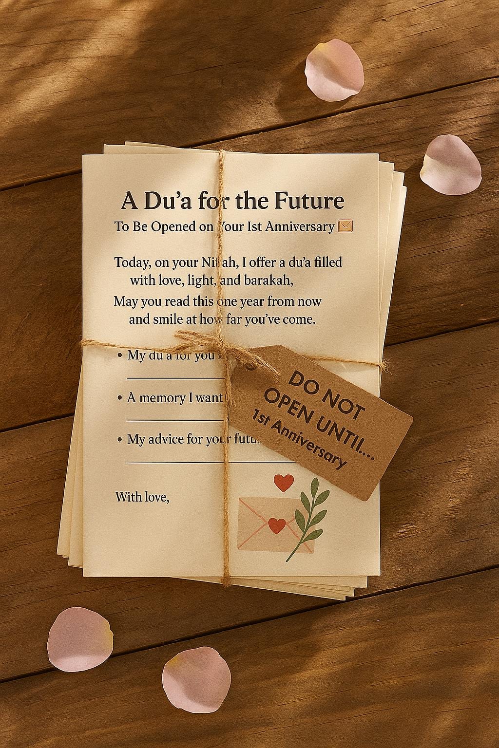 Islamic Wedding Time Capsule Cards: Nikah Anniversary Du'a Guest Book Alternative